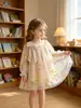 Vestido Novo para Meninas Outono e Inverno Bordado Estampado Estiloso Casual TikTok Manga Longa Saia Vestido Princesa Em Estoque