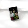Marcador de livro de resina estilo floresta com flores reais e secas, presente criativo temático de floresta que brilha no escuro, ornamento de artesanato em resina