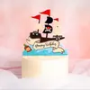 Calavera de animal marino barco tema infantil adorno para pastel una pieza barco pirata decoración de tarjeta estrella