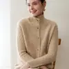 Cárdigan de Cachemir con Trenzado Estilo Old Money de Cuello Alto para Mujer, Suéter de Punto Grueso, Nuevo Abrigo Suéter Invierno 2026