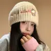 Gorro de invierno para mujer, lindo y grueso para abrigar, versátil y adorable, adecuado para estudiantes, con circunferencia de cabeza grande, estilo coreano, cubreorejas y adelgaza la cara, también adecuado para mujeres posparto