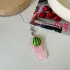Chaveiro de chinelo de fruta fofo e brilhante, alça de celular, pingente de chinelo realista para bolsa, acessório de presente para melhores amigas