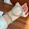 Nuevo Pulsera de Jade Azul Agua Natural Grado A Estilo Chino con Colgante de Calabaza de Cuentas, Sensación de Alta Gama, Adecuado como Accesorio para Regalo de Cumpleaños