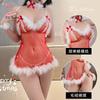 Pijama y Lencería Sexy Temáticos de Navidad Terciopelo Coreano Rojo Cuello Halter Sexy Uniforme de Chica Conejita Conjunto Colección 1881
