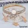 Pulsera de Cuerda Elástica con Cuentas de Cristal Rosa Estilo Bohemio, Venta Caliente Transfronteriza Europea y Americana, Multicapa