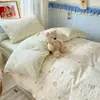 Nuevo Juego de Ropa de Cama para Dormitorio Estudiantil de Algodón Puro de Tres Piezas Cama Individual Para Uso Escolar Sábana de Algodón Puro Funda de Almohada Estilo Ropa de Cama