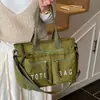 Bolsa de Lona de Grande Capacidade para Mulheres 2025 Novo Estilo Coreano Simples Bolsa de Ombro Transversal Versátil Bolsa de Mão para Trabalho Bolsa Tote