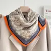 Pañuelo de Seda Estilo Chino Jardín de Suzhou, 70X70 Cm, Pañuelo Cuadrado Pequeño de Seda Artificial para Mujer, Pañuelo de Cabeza Estilo Vintage Primavera y Otoño, Pañuelo Protector de Cuello, Chal
