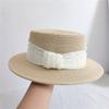 Ins Elegante Elegante Chapéu de Palha de Fita Larga Chapéu de Aba Larga Feminino Estilo Coreano Moda Chapéu de Copa Reta Verão Proteção Solar Chapéu de Praia