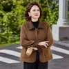 Colección de otoño transfronteriza para mujeres de mediana edad: Elegante abrigo corto de mezcla de lana reversible, perfecto para primavera y otoño, y una opción de prenda exterior de moda para mujeres de mediana edad y mayores