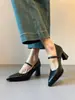 Zapatos de Tacón Alto Puntiagudos de 7 cm con Correa Única Estilo Mary Jane y Tacón Grueso Cómodos para el Trayecto Diario, Nuevos Zapatos para Mujer de la Temporada 2026