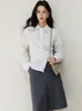 26 Ropa Nueva de Primavera para Mujer, Camisa Rítmica Ceñida a la Cintura, Camisa Corta de Manga Larga, Top Casual Ajustable de Sensación Fresca Adelgazante