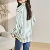 Comercio Exterior Ropa de Mujer Toma Real Elegante Casual Otoño Nuevo Camisa de Chifón Rayada para Mujer Top Cárdigan Camisa Camisa Base