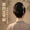Novo Grampo de Cabelo de Madeira em Forma de U com Franja de Flor Roxa Estilo Chinês Grampo de Cabelo com Dentes Duplos Grampo de Cabelo Estilo Antigo Ornamento de Cabelo Acessório de Cabelo para Hanfu Cheongsam