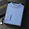 Cachmere de una línea de cuello alto medio Caliente Tejido de Cachemira para Hombre Tejido Espeso Camiseta Interior Sin Costuras Montaña Otoño e Invierno Puro