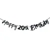 Banner de Cumpleaños Brillante con Números y Letras, Banner Redondo de Lentejuelas, Banner Cosido, Banner Cosido de Estrella de Cinco Puntas, Banner Triangular