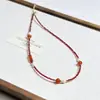 Outono e Inverno Novo Colar de Concha de Cristal Vermelho Ágata com Contas Corrente de Clavícula Feita à Mão Corrente de Suéter de Alto Padrão Ano Animal