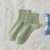 Meias Brancas de Primavera e Outono Meias de Cano Médio Femininas com Sapatos de Couro Pequenos Meias de Algodão Puro Meias Soltas de Cor Sólida Meias Básicas Femininas Atacado