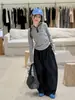 Conjunto de Moletom com Capuz Listrado para Meninas, Primavera e Outono, com Calça Larga Solta, Peça Dupla Casual Estilo Coreano para Crianças Mais Velhas
