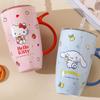 Caneca de Cerâmica Casal Caneca de Cerâmica Grande Capacidade Copo com Canudo Escritório Copo de Água Doméstico de Aparência Sofisticada Presente para Menina