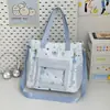 Mochila Escolar de Nuevo Estilo para Niñas, Serie Azul, Alto Valor Estético, Mochila con Múltiples Compartimentos para Estudiantes de Secundaria de 3º a 9º Grado, Set de Dos Piezas, Mochila de Moda