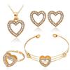 Europa y los Estados Unidos transfronterizos moda temperamento hueco amor lleno de diamantes pendientes collar anillo tres piezas simple elegante traje