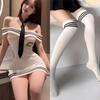 Lencería Sexy, Ropa Sexy y para Coquetear, Top de Tubo Sexy Femenino de un Solo Hombro, con Cordones Huecos, Cubre Cadera de Azafata, Uniforme Universitario