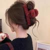 Grampo de cabelo de lã de cordeiro com estampa de coração grampo de tubarão grande grampo de cabelo de pelúcia para mulheres parte de trás da cabeça novo clip de outono e inverno acessórios de cabelo