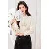 Nova Camisa de Chiffon com Botões Estilo Chinês para Mulheres 2026 Nova Primavera Única e Exquisita Blusa de Manga Longa com Bordado de Estilo Nacional