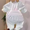 Roupa de Verão com Ar Condicionado para Bebê 20016 Calça-Cueca de Algodão Puro Ultrafina Conjunto de Roupa para Casa de Cintura Alta Design Respirável Vazado
