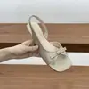 Sandalias romanas Chuyuji de estilo francés, elegantes, de punta cuadrada, cómodas, con lazo, destalonadas, de tacón alto, impresionantes, estilo dulce, zapatillas