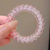 Elástico de Cabelo Colorido Transparente Estilo Coreano Ins para Mulheres, Fio de Telefone, Não Marca, Não Danifica o Cabelo, Acessório de Cabelo Simples e Sofisticado