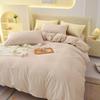 Ropa de Cama de Cuatro Piezas de Color Sólido Japonés Simple Exfoliante Sábana Lavada de Algodón Funda de Edredón Juego de Tres Piezas para Dormitorio Venta al por Mayor