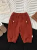 Pantalones de Bebé con Forro de Polar para Invierno Estilo Coreano Nuevos Sueltos Gruesos de Pana Versátiles para Niños Pequeños Pantalones de Chándal Calientes