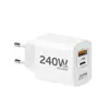 Cargador rápido de doble puerto 240W para teléfono móvil PD20W transfronterizo, adecuado para dispositivos Apple, Huawei, Samsung, europeos, americanos y británicos