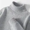 Suéter 100% Lana Otoño e Invierno para Hombre Cuello Alto Engrosado Suéter Holgado Casual Juvenil de Punto Base Pulóver Talla Grande