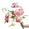 3 lirios de llama artificiales, flores artificiales para decoración del hogar, orquídeas berenjena para decoración de sala de estar, flores de seda para paisajismo y accesorios de fotografía