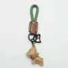 Chaveiro de Filhote de Couro Genuíno Feito à Mão Cordão Anti-Perda Pingente Chaveiro de Carro Bulldog Francês Chaveiro de Corda Trançada