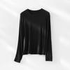 Nuevo Estilo Otoño Temprano Camiseta de Cuello Redondo y Manga Larga Mezcla de Tencel Lana Cachemira Sudadera Simple y Versátil Camiseta Base de Punto para Mujer