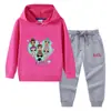 2023 Primavera y otoño nueva ropa infantil transfronteriza suéter con capucha para niños pantalones conjunto de dos piezas traje de manga larga de algodón para bebé