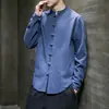 Camisa para Hombre Estilo Chino Nuevo Primavera y Verano 2023 Algodón y Lino Camisa Casual talla extra Tendencia Color Sólido Top con Botones para Hombre