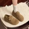 Tamancos de salto alto com sola grossa para mulheres, novos modelos 2026 mocassins slip-on, versáteis com fivela de cinto, sapatos de sola macia