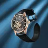 Reloj Mecánico Automático de Negocios para Hombre Marca Ochstin con Correa de Piel de Vaca de Primera Capa y Diseño Mecánico Esqueleto