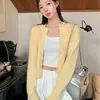 Cárdigan de punto redondo color azul leche, un top corto ajustado de manga larga para mujer, perfecto para conjuntos de principios de otoño estilo coreano.