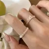 Anel de Laço de Renda Coreano para Mulheres Novo Estilo Design Delicado de Nicho Anel para Dedo Indicador Anel Ajustável para Mulheres