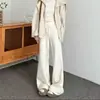 Calças Americanas de Cintura Alta, Corte Slim, Micro Flare, para Mulheres, Nova Coleção Primavera/Outono, Design com Cordão Fluido, Emagrecimento, Versátil, Casuais, de Perna Larga, Longas