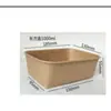 Caixa de Almoço Retangular Descartável de Papel Kraft Tigela de Papel Espessada Amiga do Micro-ondas Ecológica Caixa para Salada Piquenique Caixa para Arroz Frito