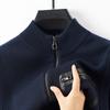 Colete Masculino Outono/Inverno 2025 Lã de Seda Amora Tricotado com Bolsos Gola Alta Jaqueta Tricotada Espessa
