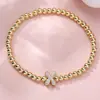 Pulsera Rongxing Transfronteriza de Zirconio Completo con 26 Letras Inglesas, Globo Burbuja, DIY, Pulsera Elástica de Cuentas de Cobre