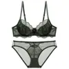 Conjunto de Lingerie Sexy de Renda Transfronteiriço para Mulheres, Sutiã Fino para Seios Grandes, Conjunto de Sutiã com Aro Respirável para Seios Pequenos, Conjunto de Sutiã Push-Up